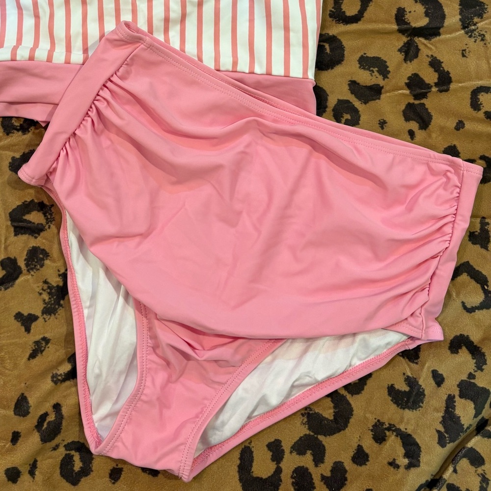 Pink Women's High Waisted Swim Bottoms